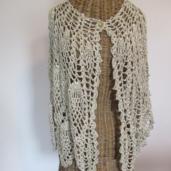 Vintage bronze metallic cape shawl - Picture 1 of 5